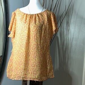 Attention Orange Flutter Sleeve Relaxed Blouse